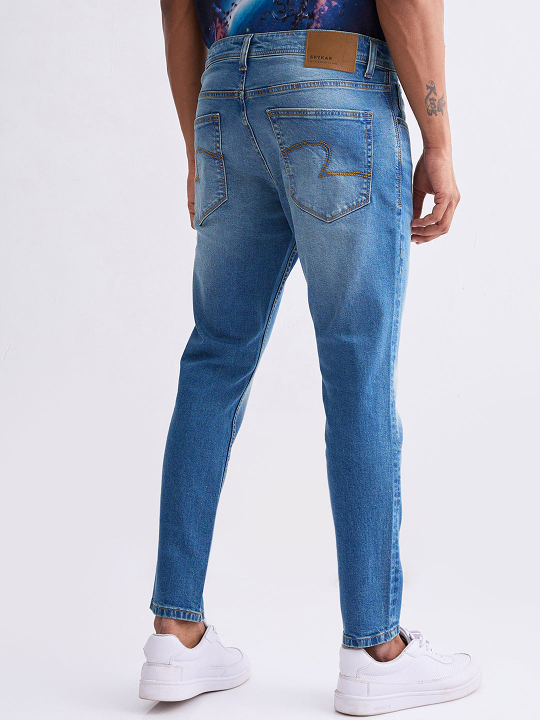 Spykar Vintage Blue Mid Rise Slim Fit Casual Jeans For Men