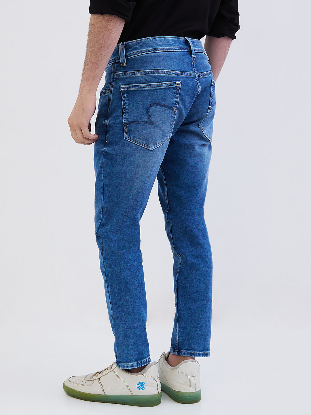Spykar Mid Blue Mid Rise Slim Fit Casual Jeans For Men