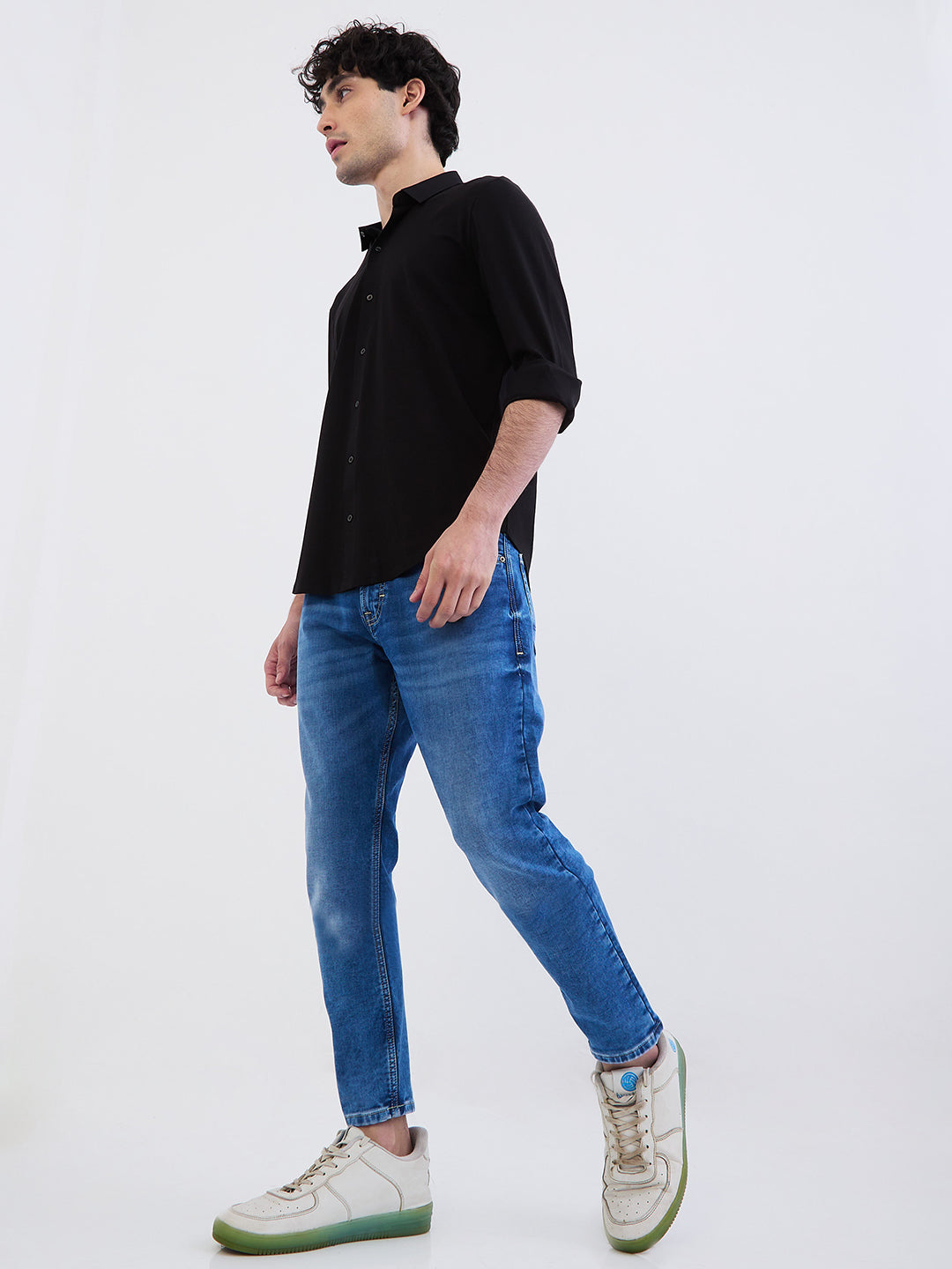 Spykar Mid Blue Mid Rise Slim Fit Casual Jeans For Men