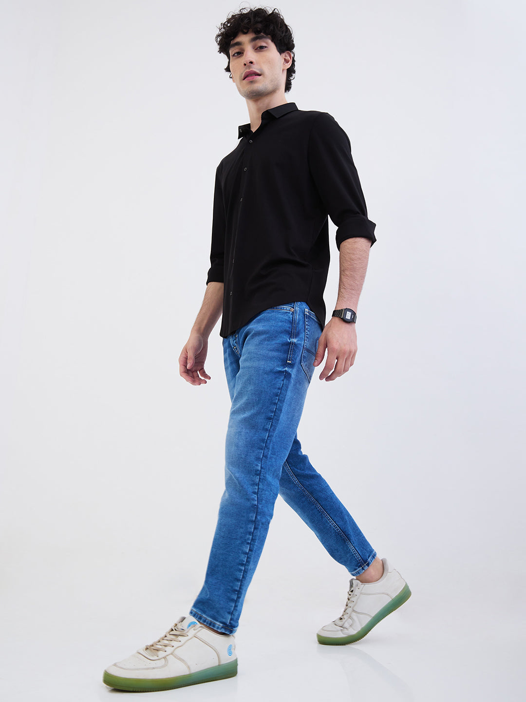 Spykar Mid Blue Mid Rise Slim Fit Casual Jeans For Men