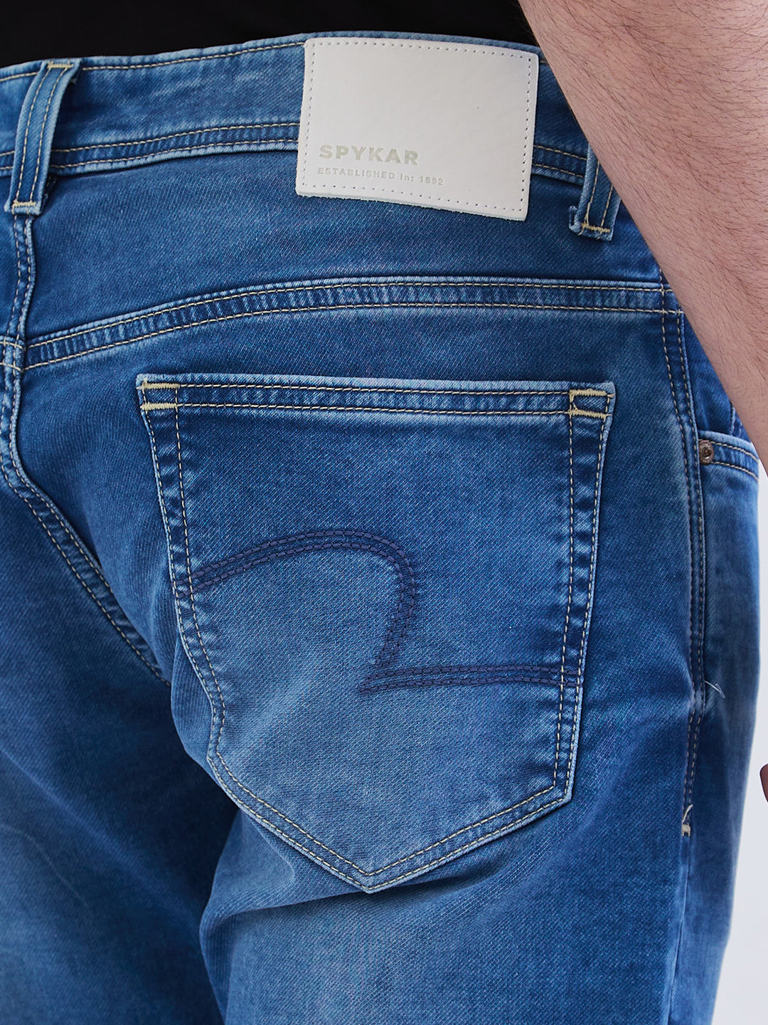 Spykar Mid Blue Mid Rise Slim Fit Casual Jeans For Men