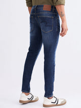 Men Jeans Slim Fit Dark Blue Mid Rise