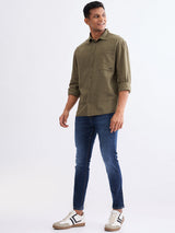 Men Jeans Slim Fit Dark Blue Mid Rise