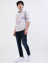 Men Jeans Slim Fit Dark Blue Mid Rise