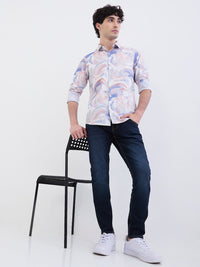 Men Jeans Slim Fit Dark Blue Mid Rise