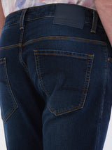 Men Jeans Slim Fit Dark Blue Mid Rise