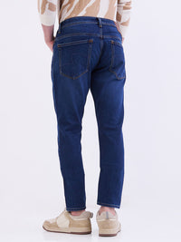 Men Jeans Slim Fit Dark Blue Mid Rise