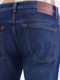 Men Jeans Slim Fit Dark Blue Mid Rise