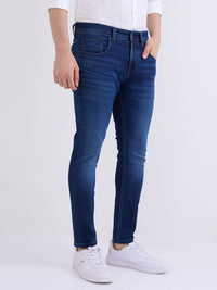 Men Jeans Slim Fit Dark Blue Mid Rise