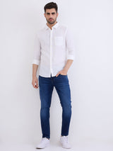 Men Jeans Slim Fit Dark Blue Mid Rise
