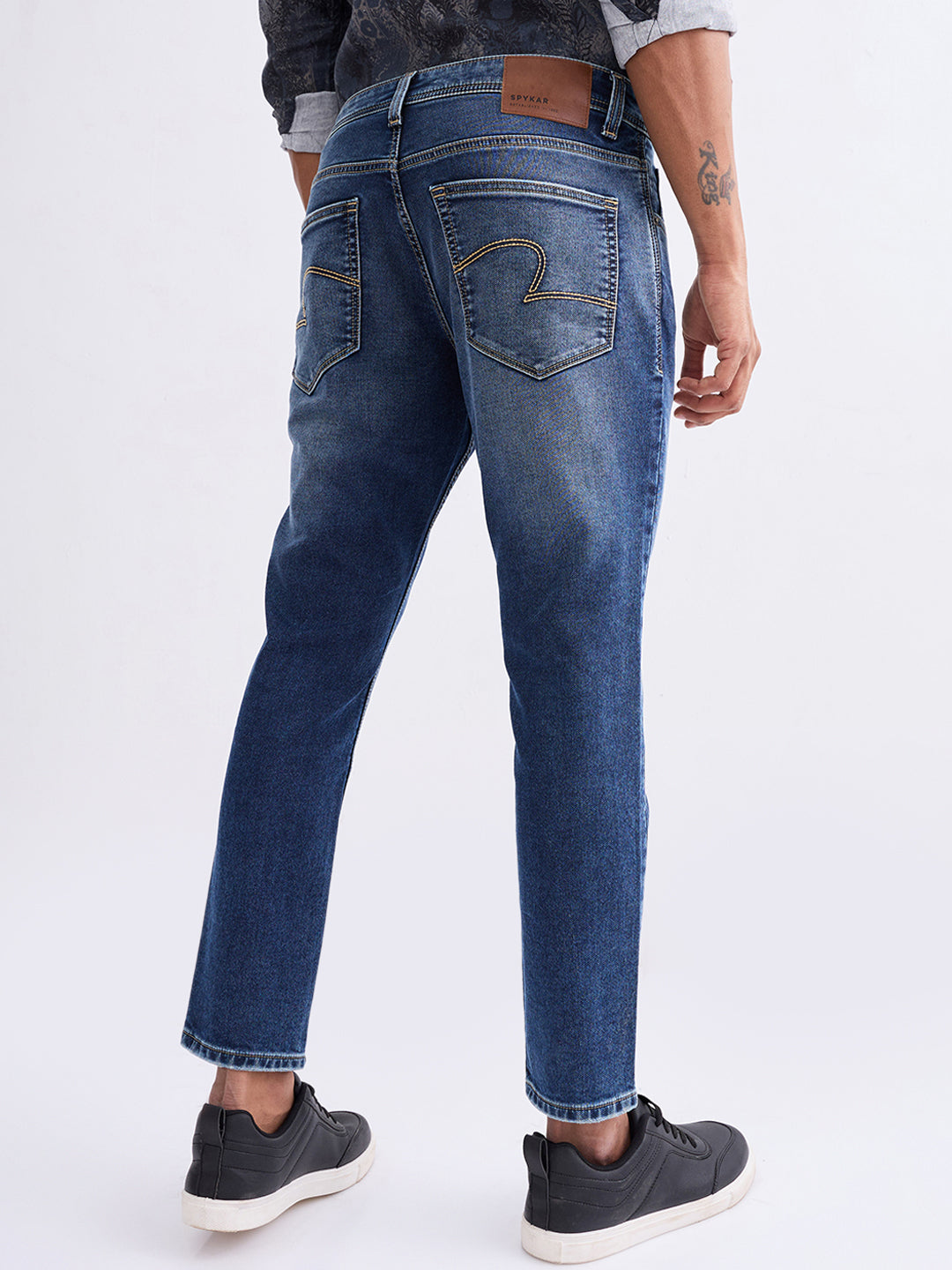 Spykar Bluish Grey Mid Rise Slim Fit Casual Jeans For Men