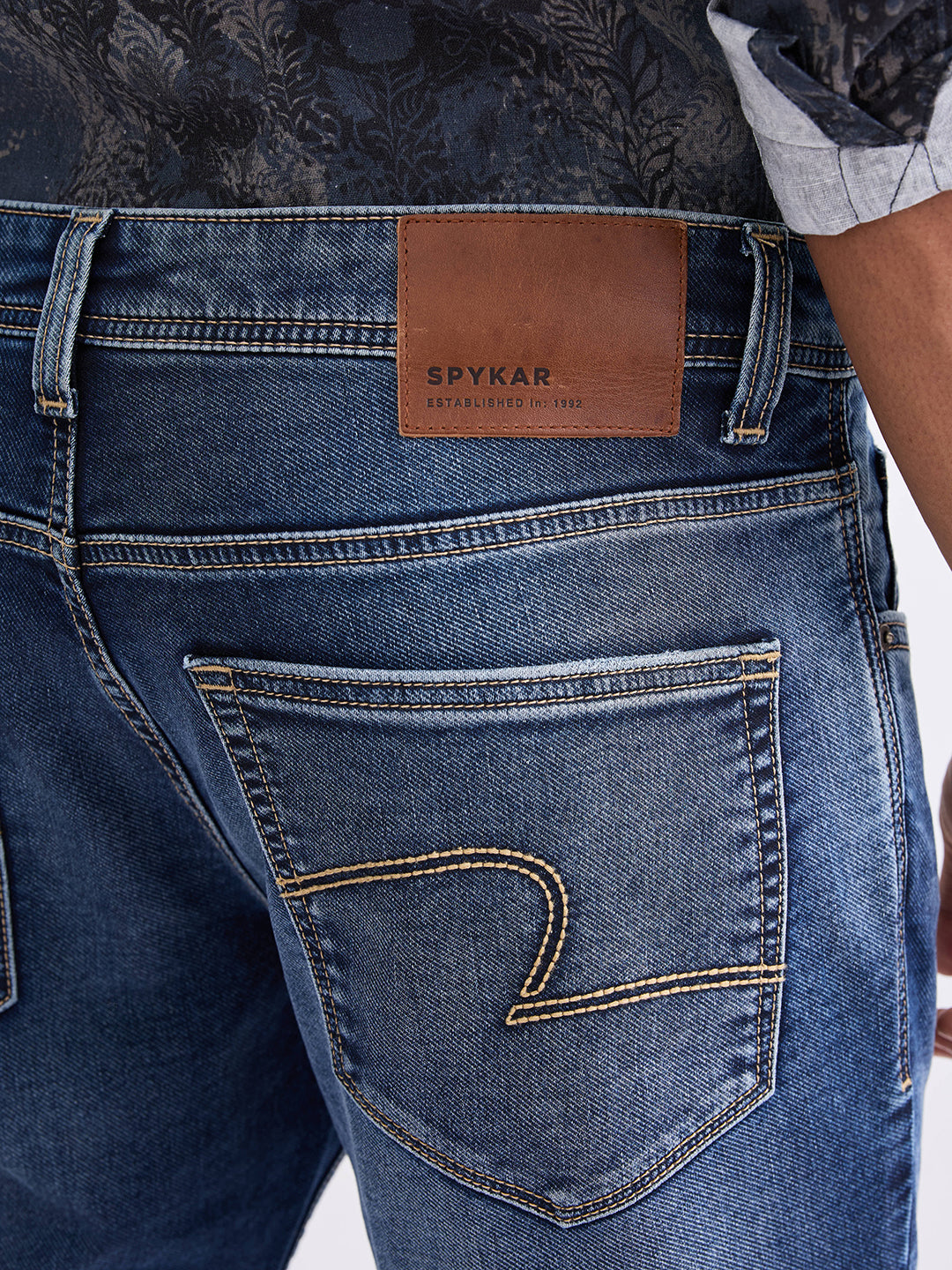 Spykar Bluish Grey Mid Rise Slim Fit Casual Jeans For Men