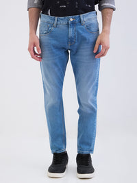 Men Jeans Slim Fit Light Blue Mid Rise
