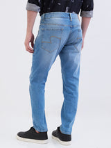 Men Jeans Slim Fit Light Blue Mid Rise