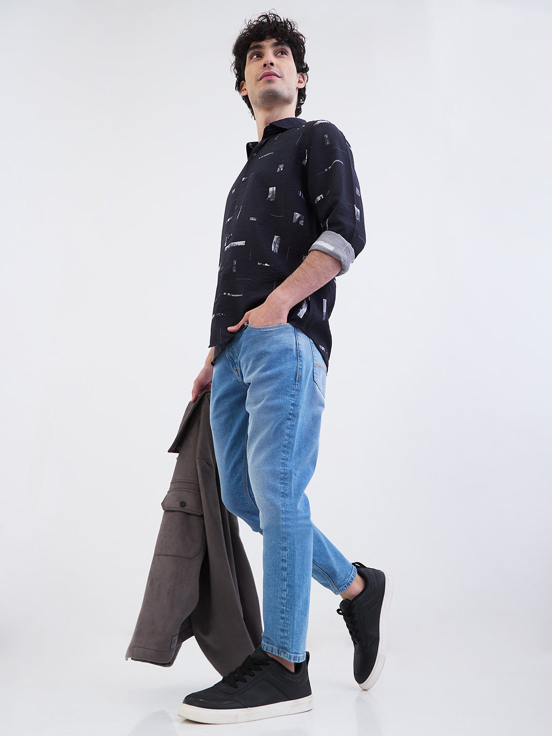 Men Jeans Slim Fit Light Blue Mid Rise