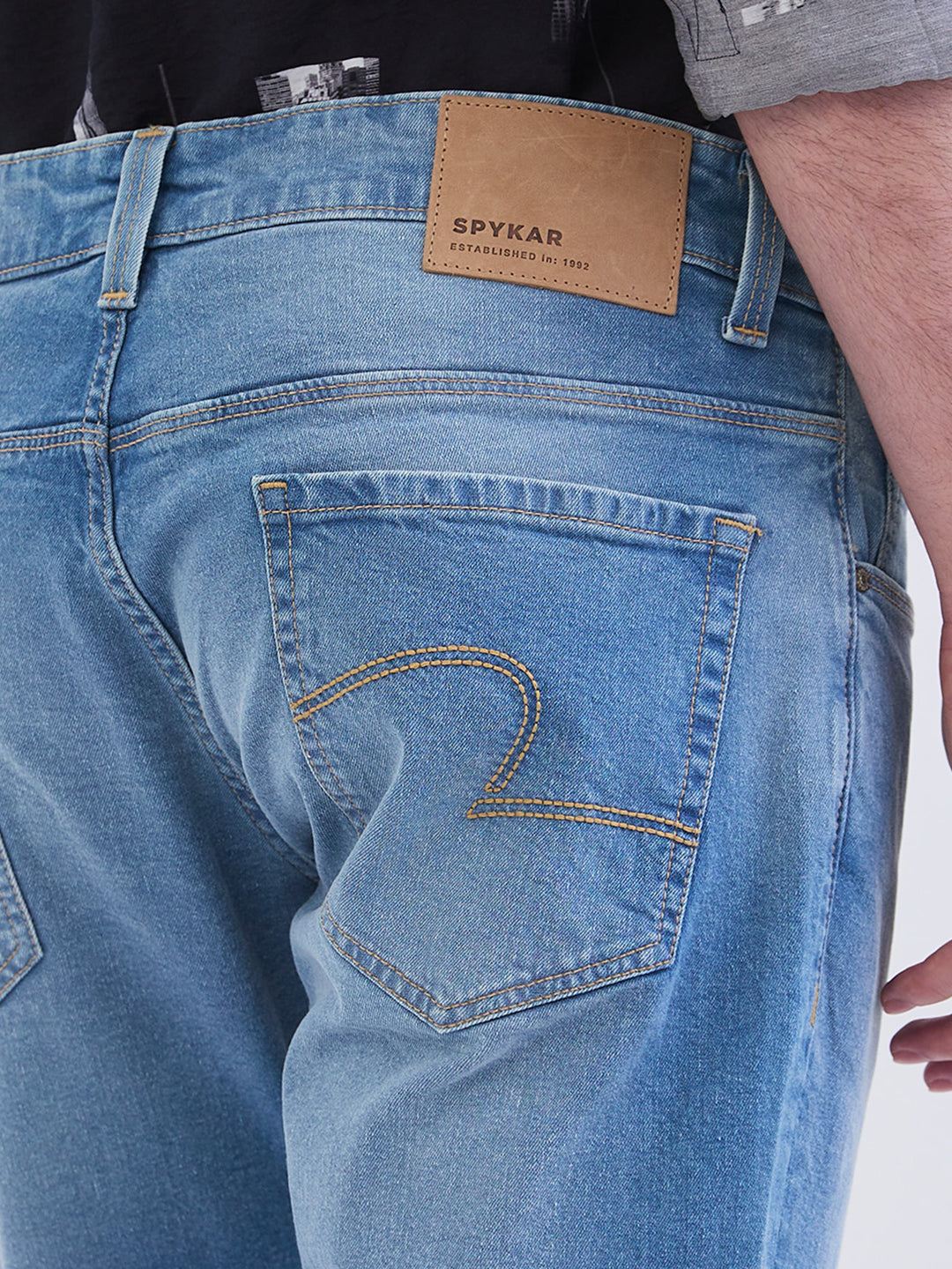 Men Jeans Slim Fit Light Blue Mid Rise