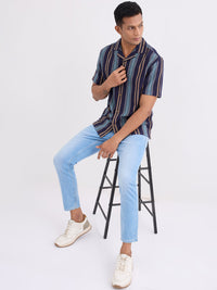 Men Jeans Slim Fit Blue Mid Rise