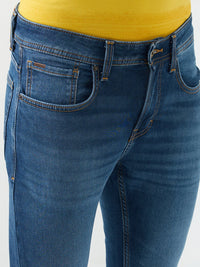 Men Kano Jeans Slim Fit Blue Mid Rise
