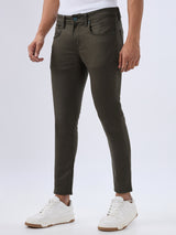 Men Kano Jeans Slim Fit Green Mid Rise