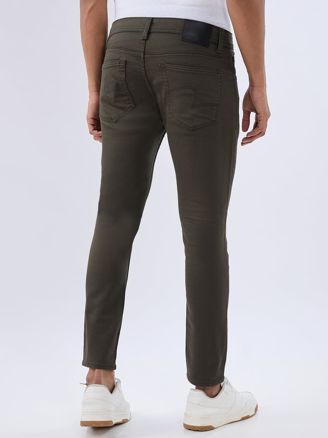 Men Kano Jeans Slim Fit Green Mid Rise