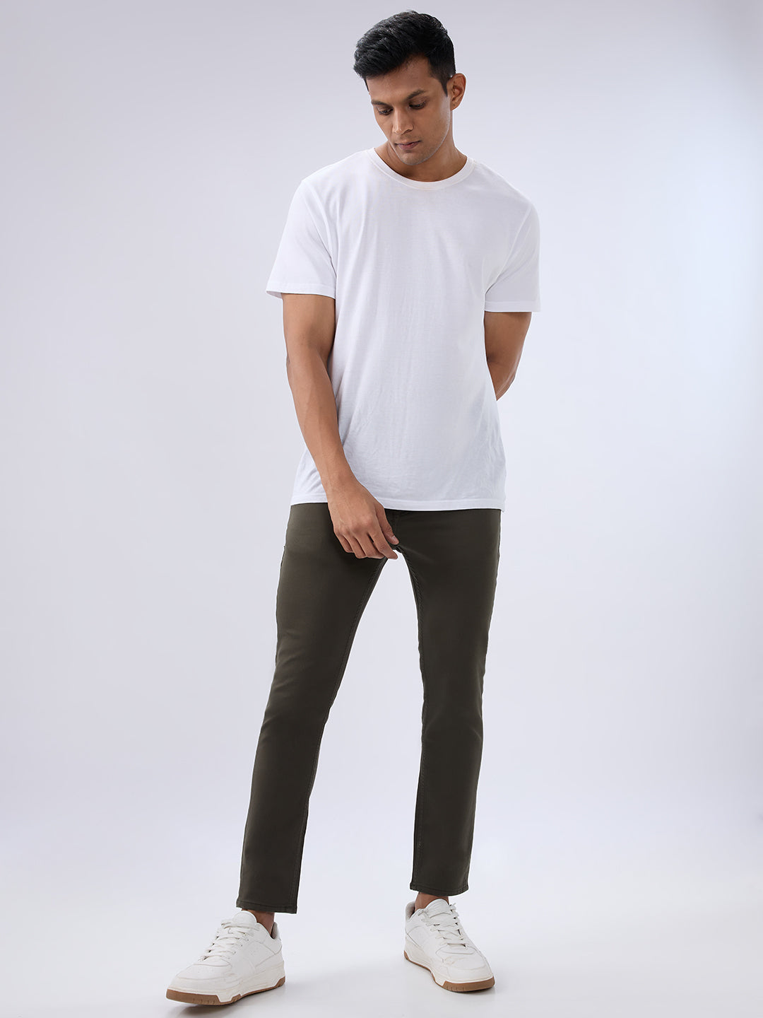 Men Kano Jeans Slim Fit Green Mid Rise