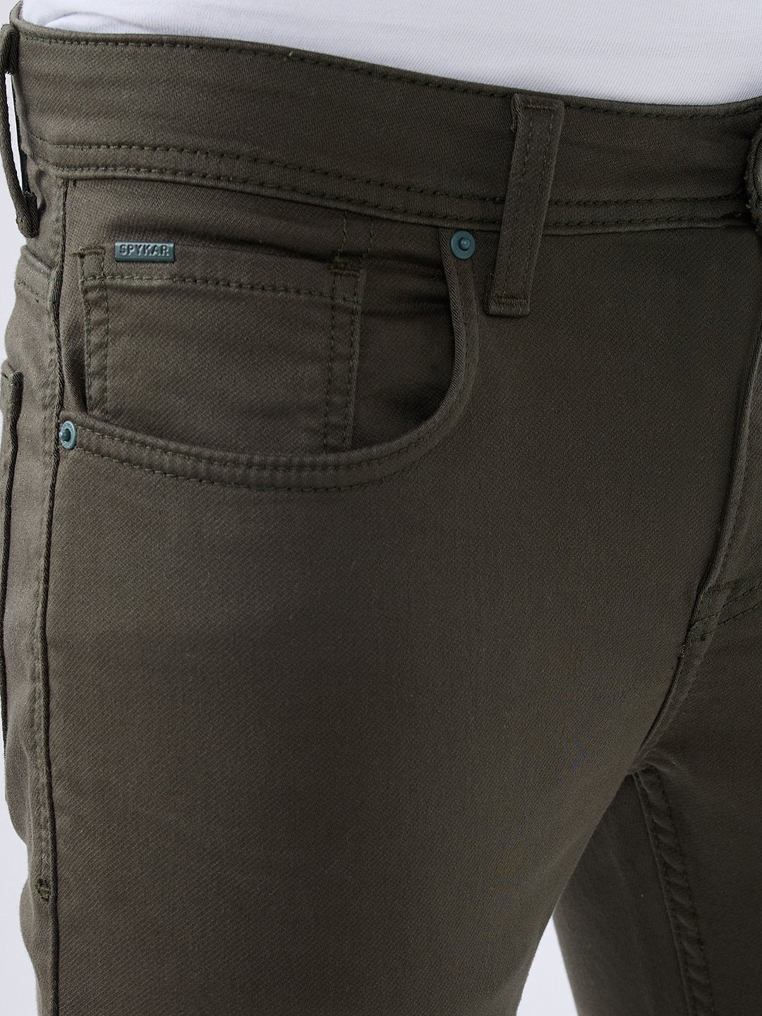 Spykar Olive Green Slim Fit Mid Rise Jeans For Men