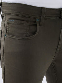 Men Kano Jeans Slim Fit Green Mid Rise