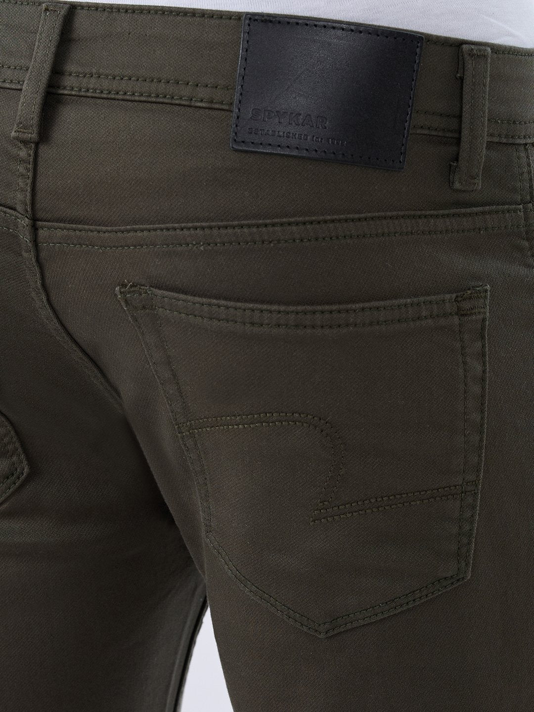 Spykar Olive Green Slim Fit Mid Rise Jeans For Men