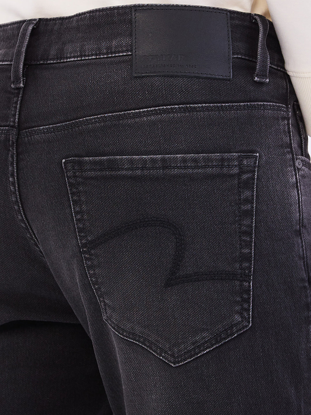 Spykar Carbon Black Mid Rise Slim Fit Casual Jeans For Men