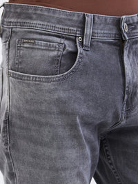 Men Jeans Slim Fit Grey Mid Rise