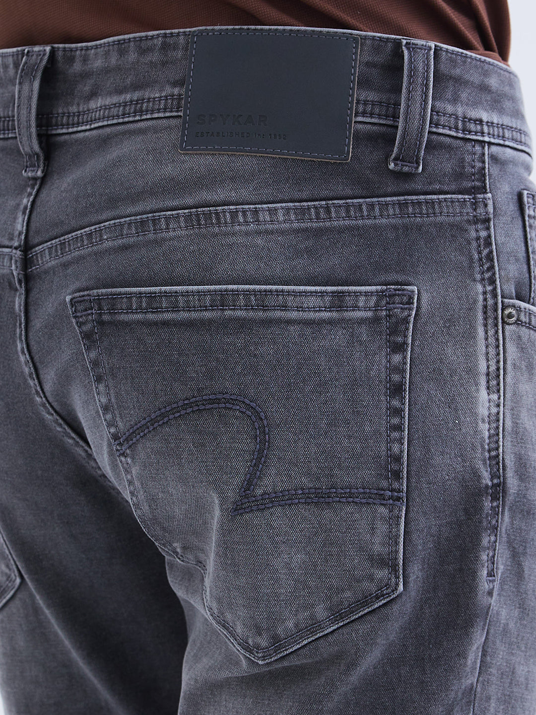 Spykar Grey Mid Rise Slim Fit Casual Jeans For Men