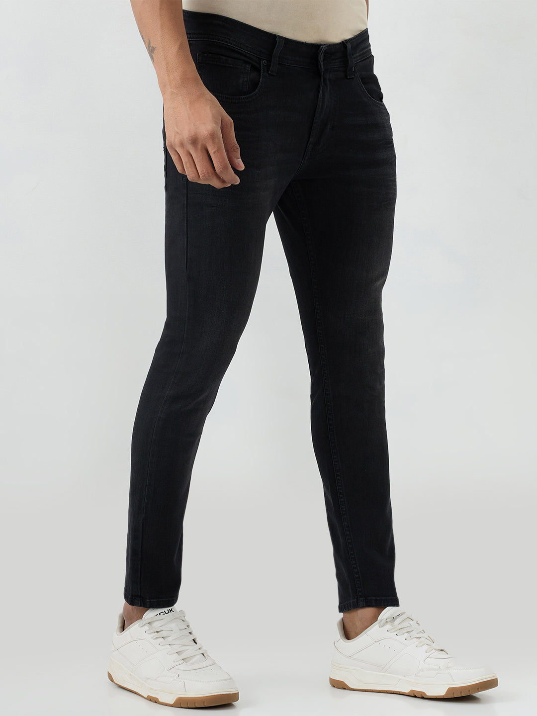 Men Jeans Slim Fit Black Mid Rise