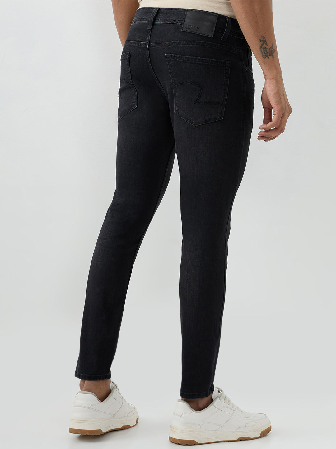 Men Kano Jeans Slim Fit Black Mid Rise