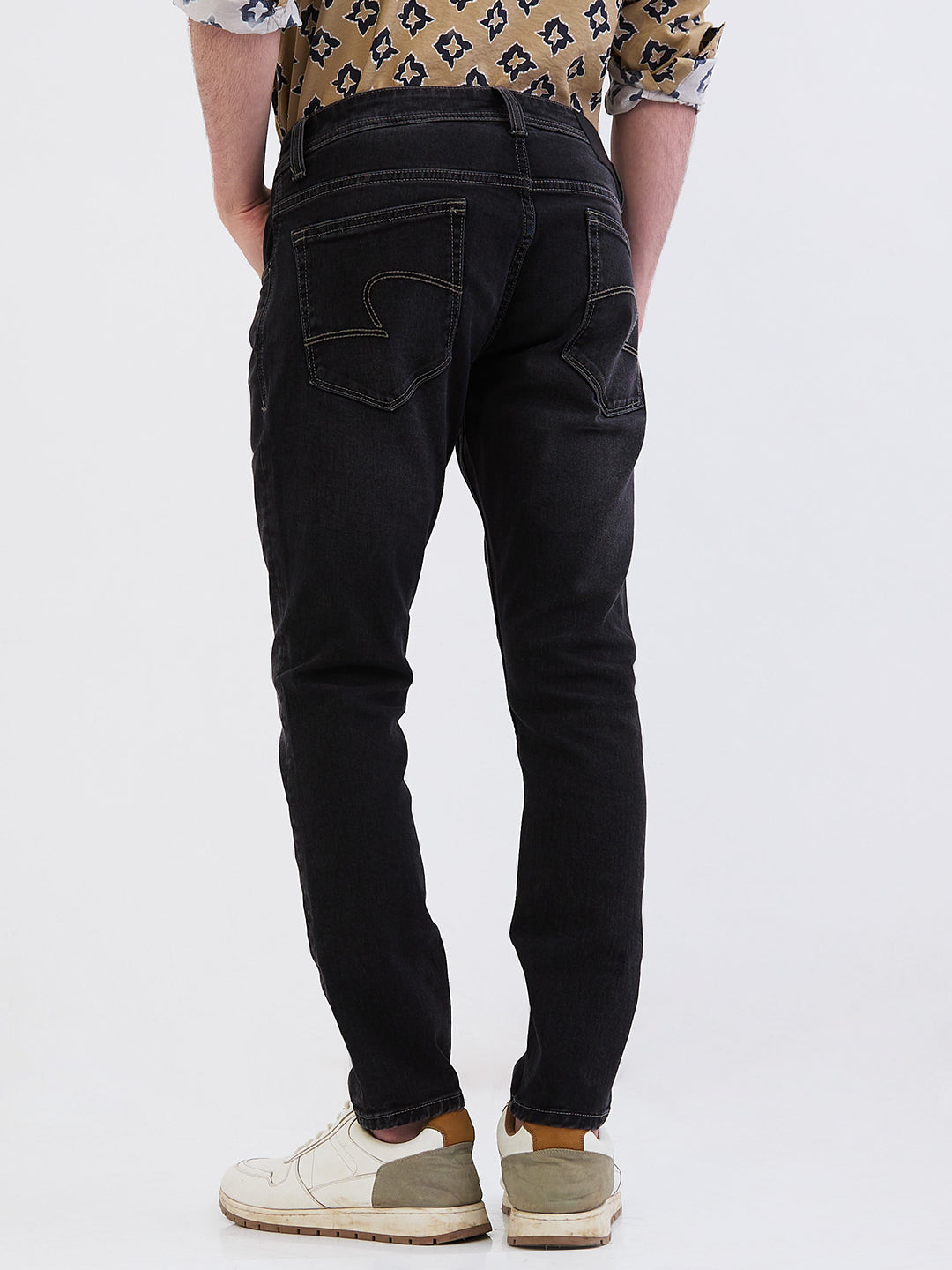 Spykar Charcoal Black Mid Rise Slim Fit Casual Jeans For Men