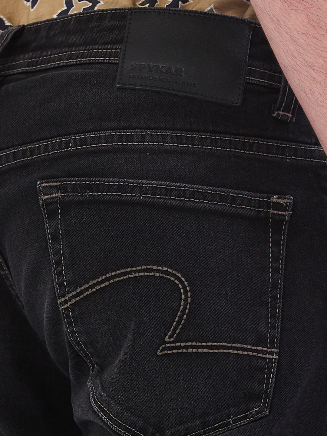 Spykar Charcoal Black Mid Rise Slim Fit Casual Jeans For Men