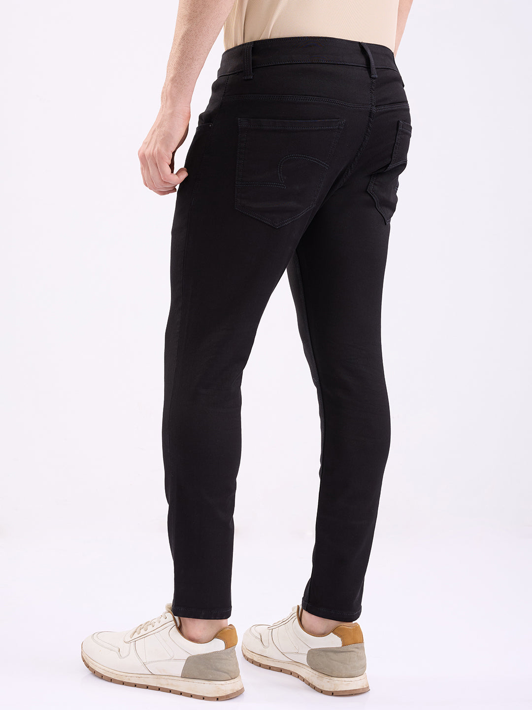 Spykar Black Mid Rise Slim Fit Casual Jeans For Men