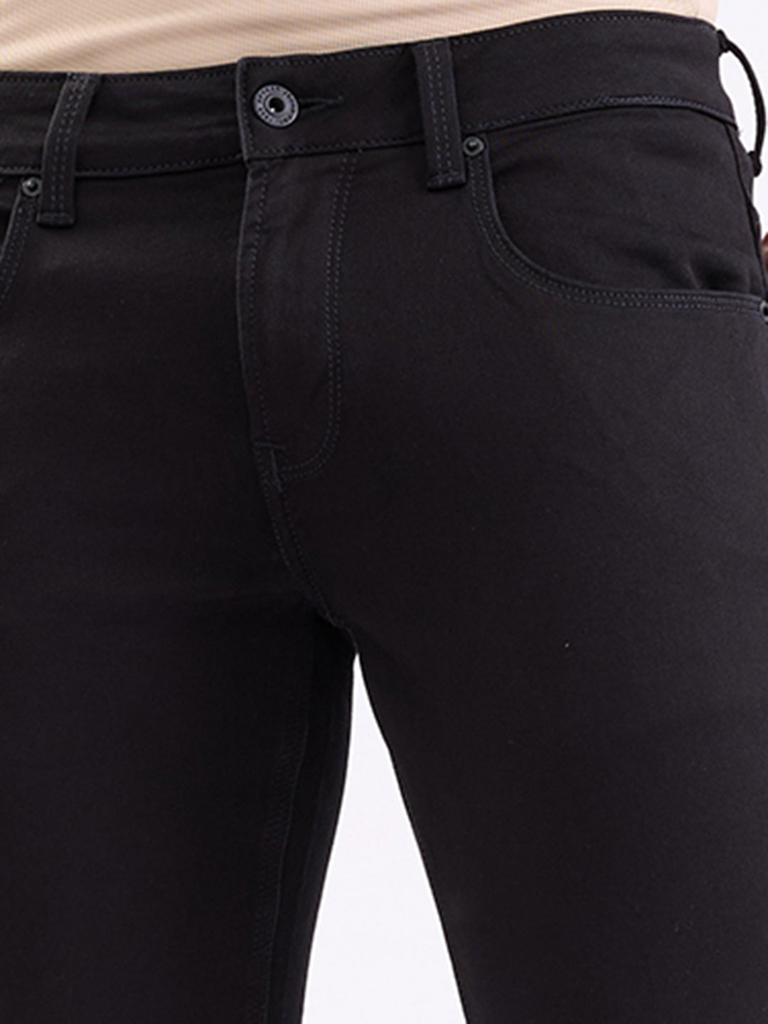 Spykar Black Mid Rise Slim Fit Casual Jeans For Men