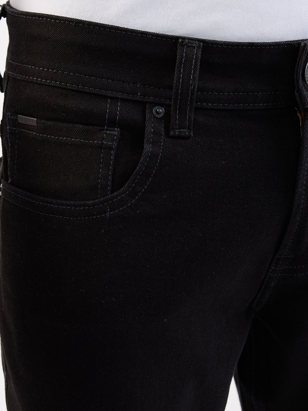 Spykar Black Mid Rise Slim Fit Casual Jeans For Men