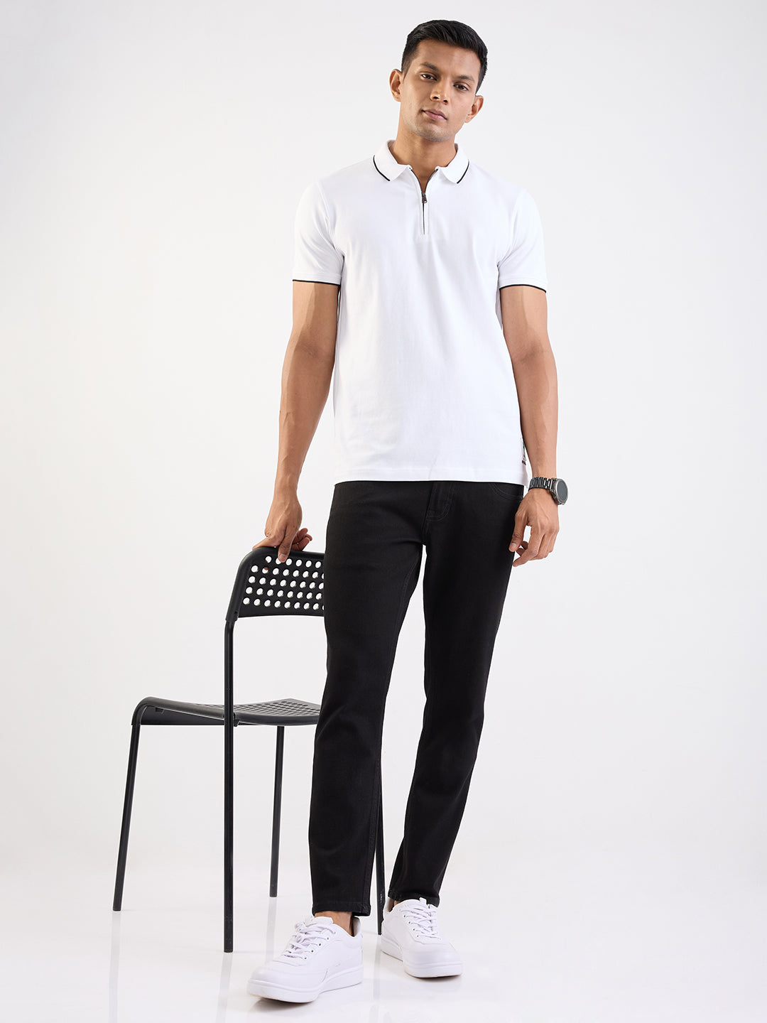 Men Jeans Slim Fit Black Mid Rise
