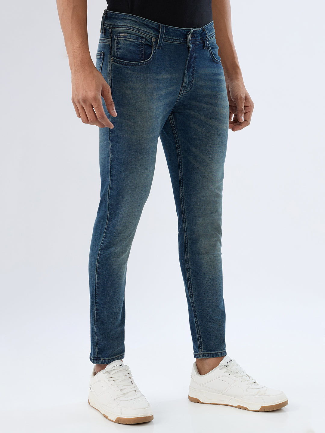 Men Kano Jeans Slim Fit Blue Mid Rise