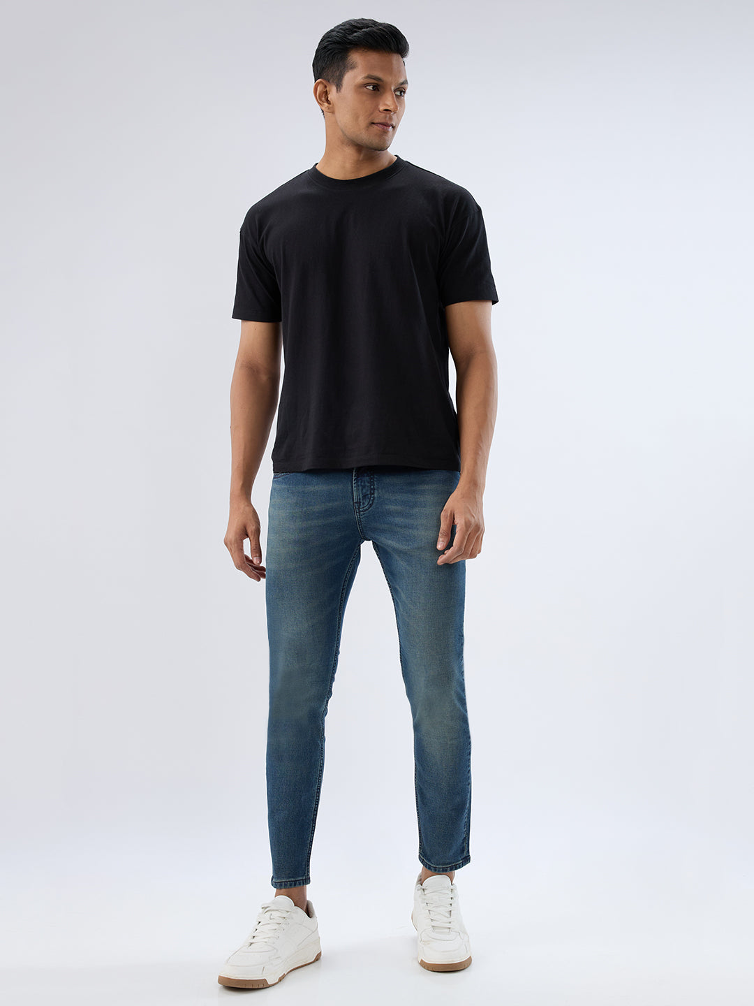 Spykar Vintage Blue Slim Fit Mid Rise Jeans For Men