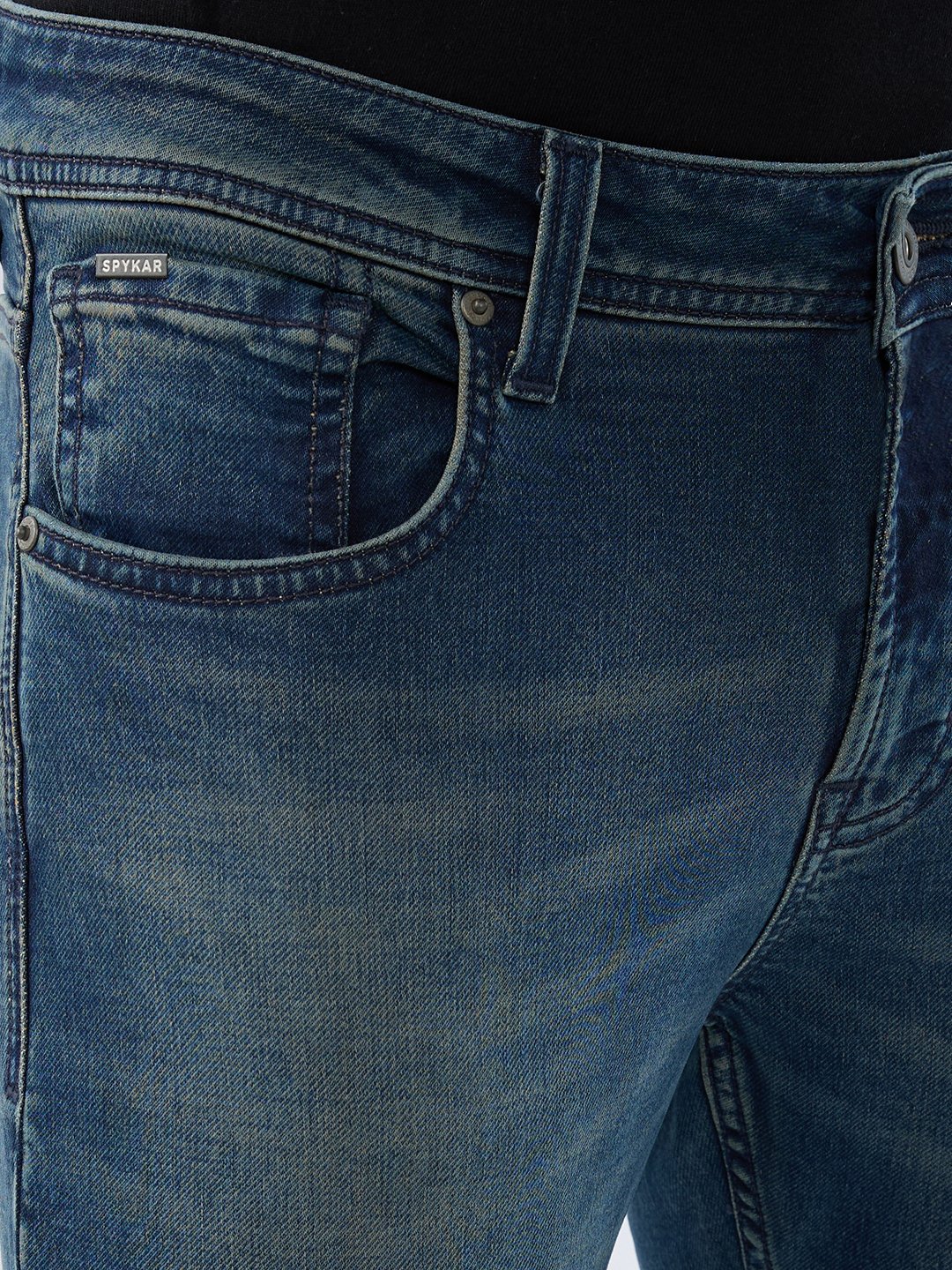 Spykar Vintage Blue Slim Fit Mid Rise Jeans For Men