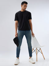 Men Kano Jeans Slim Fit Blue Mid Rise