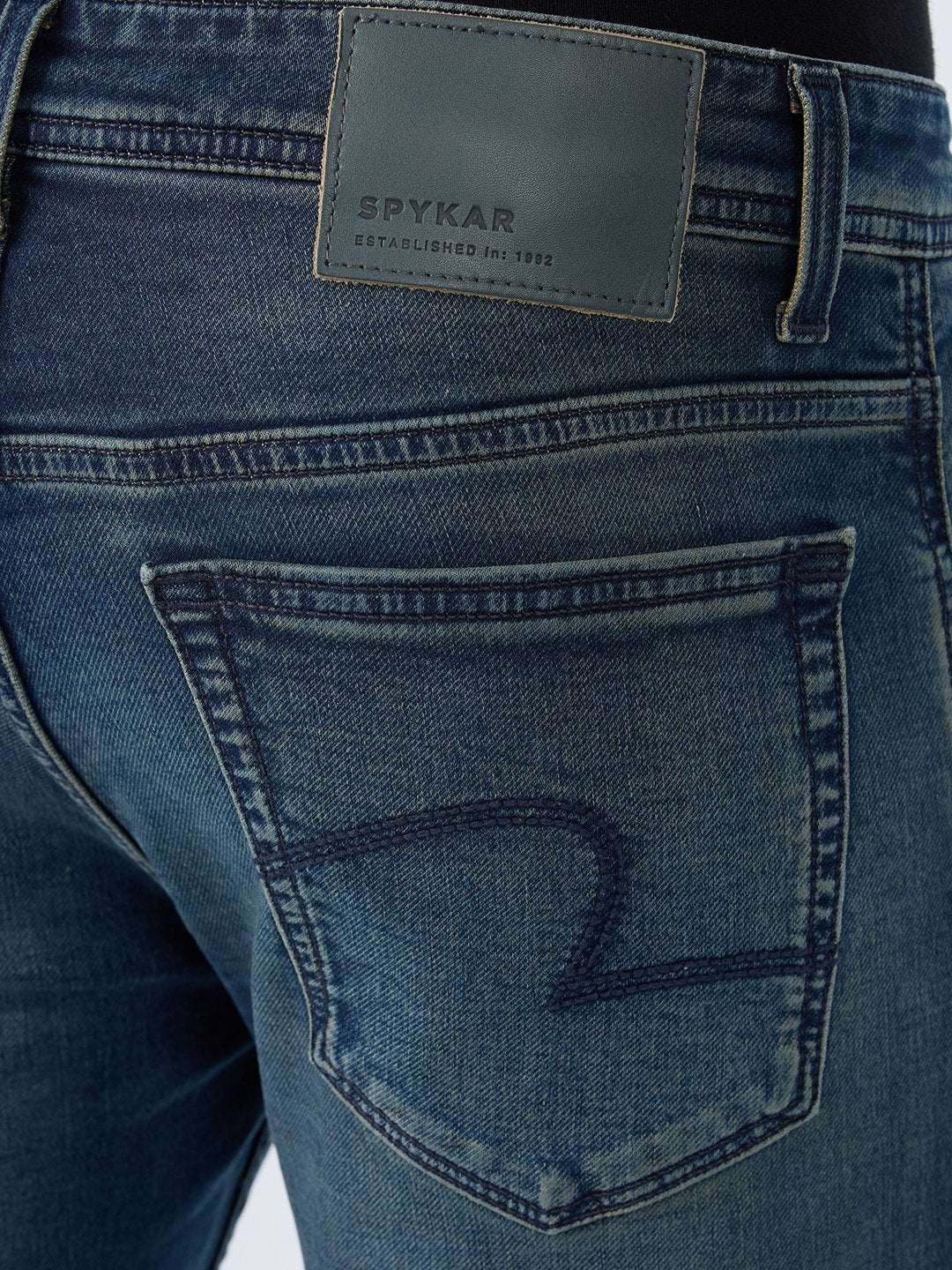 Spykar Vintage Blue Slim Fit Mid Rise Jeans For Men