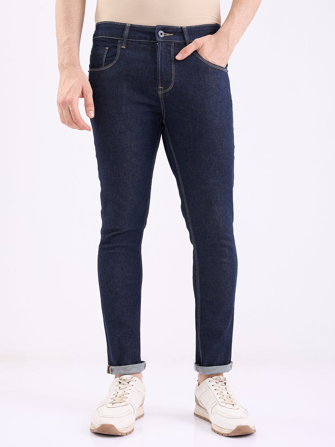 Spykar Raw Blue Mid Rise Slim Fit Casual Jeans For Men