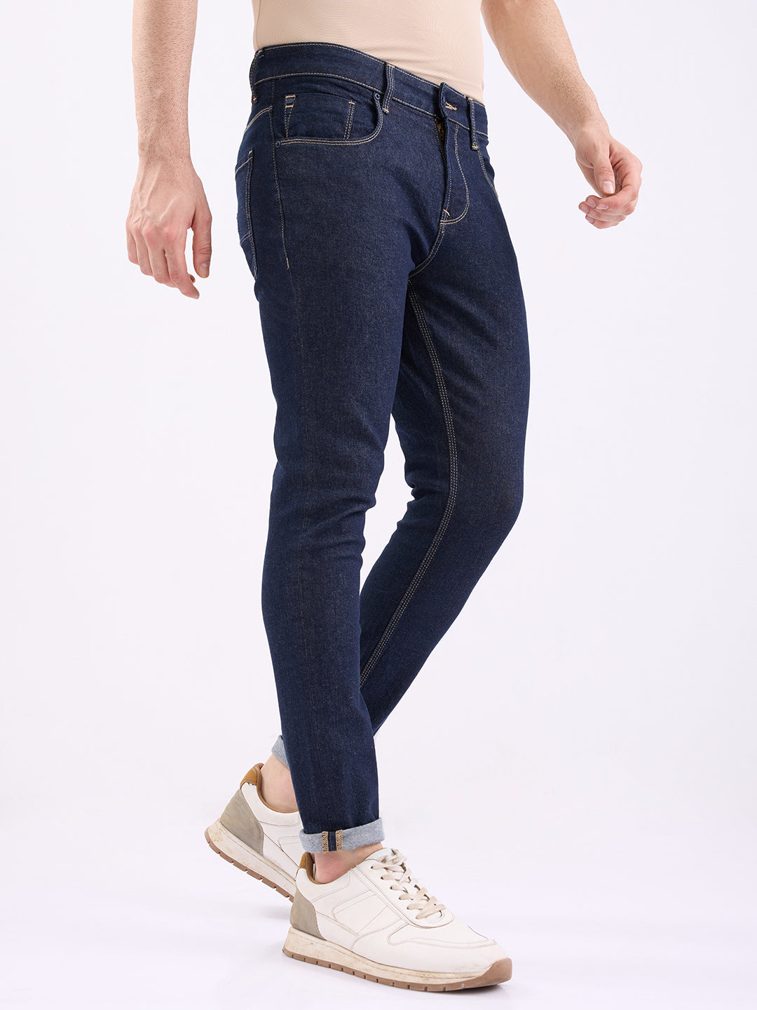 Men Jeans Slim Fit Blue Mid Rise