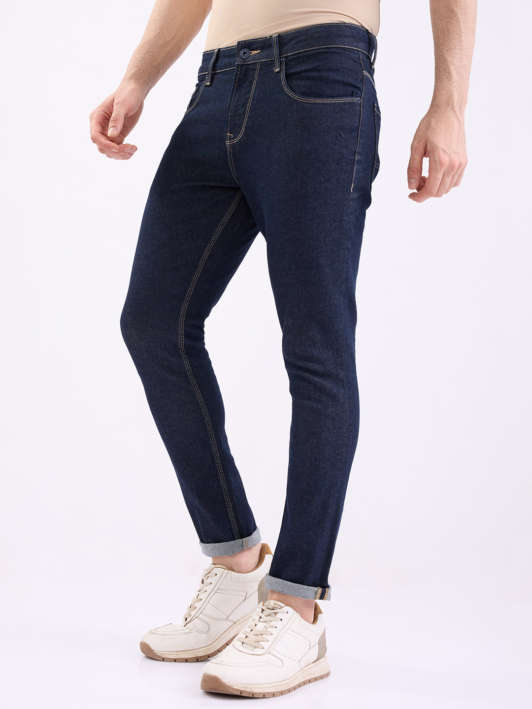 Men Jeans Slim Fit Blue Mid Rise