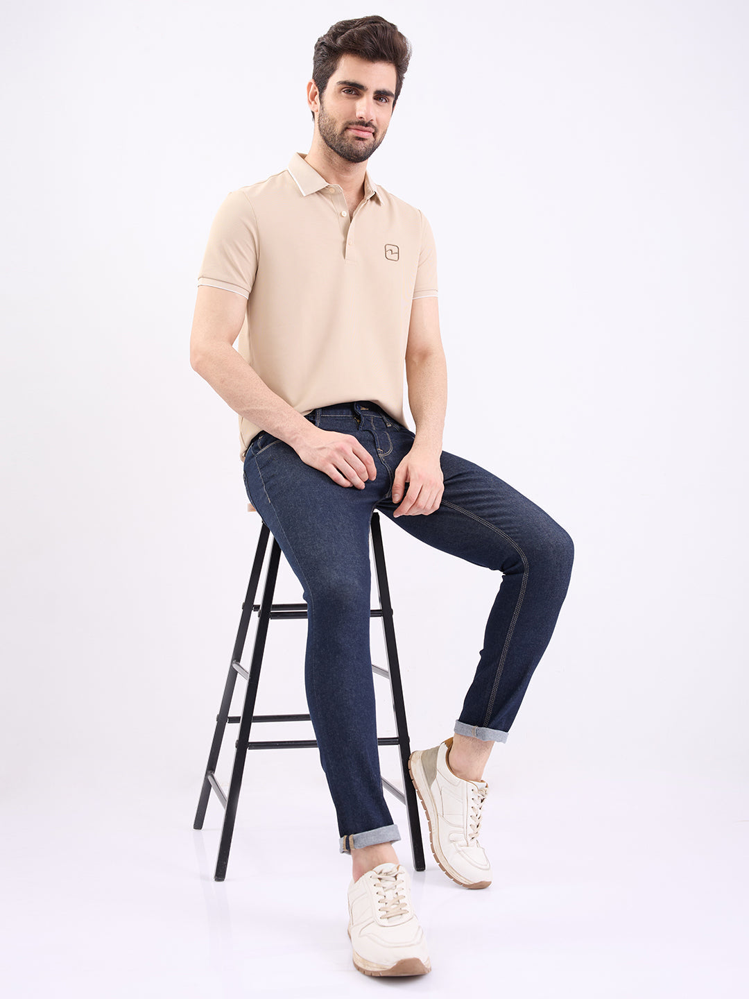 Men Jeans Slim Fit Blue Mid Rise