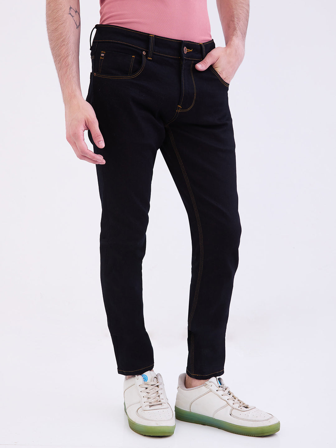 Men Jeans Slim Fit Blue Mid Rise