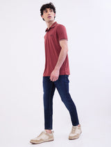 Men Jeans Slim Fit Dark Blue Mid Rise